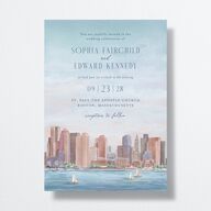 Boston Skyline Wedding Invitations Midnight Navy Signature No