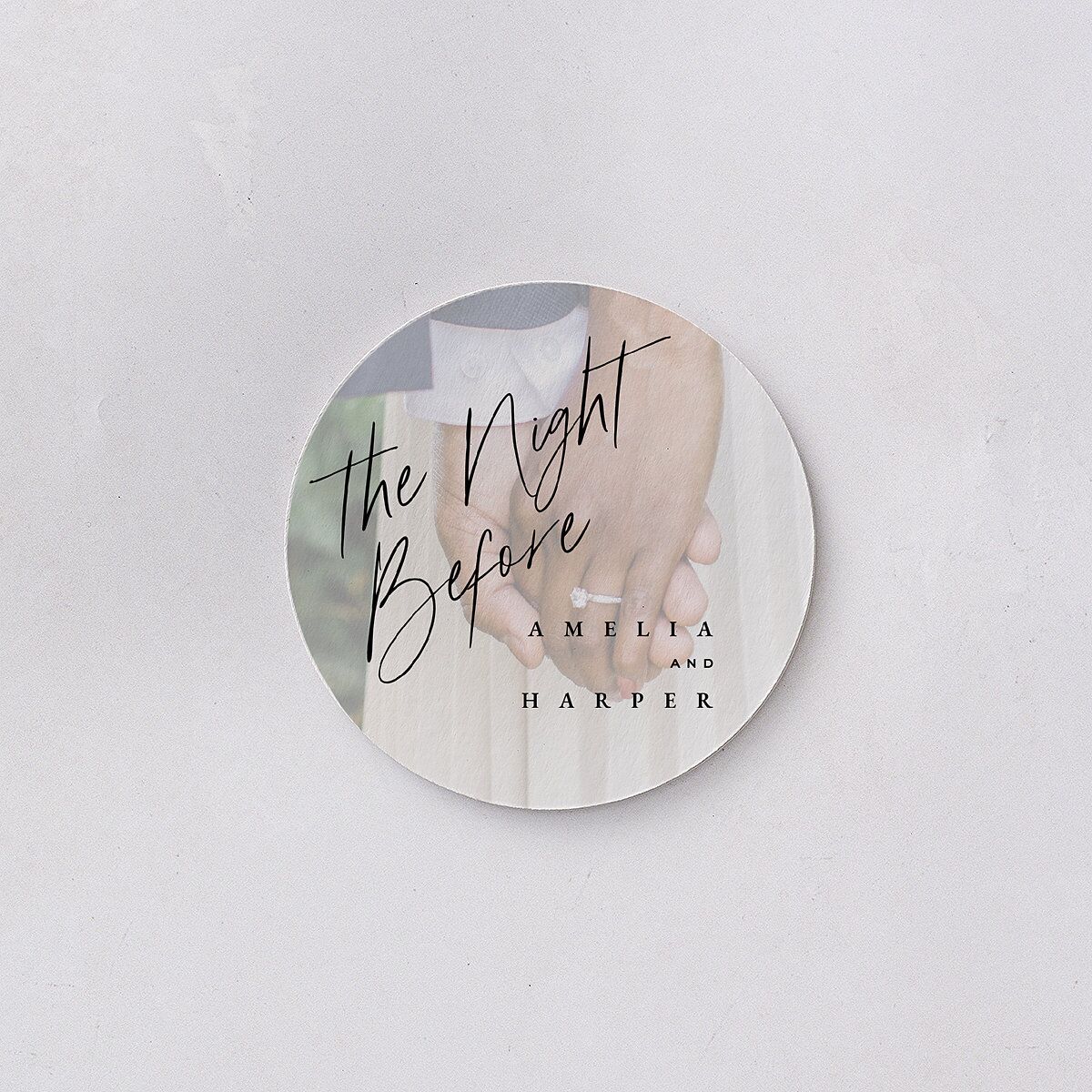 The Night Before You Are Mine Photo Wedding Day Coasters Pure White Cardboard Circle