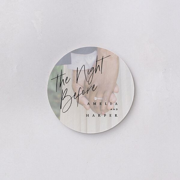 The Night Before You Are Mine Photo Wedding Day Coasters Pure White Cardboard Circle
