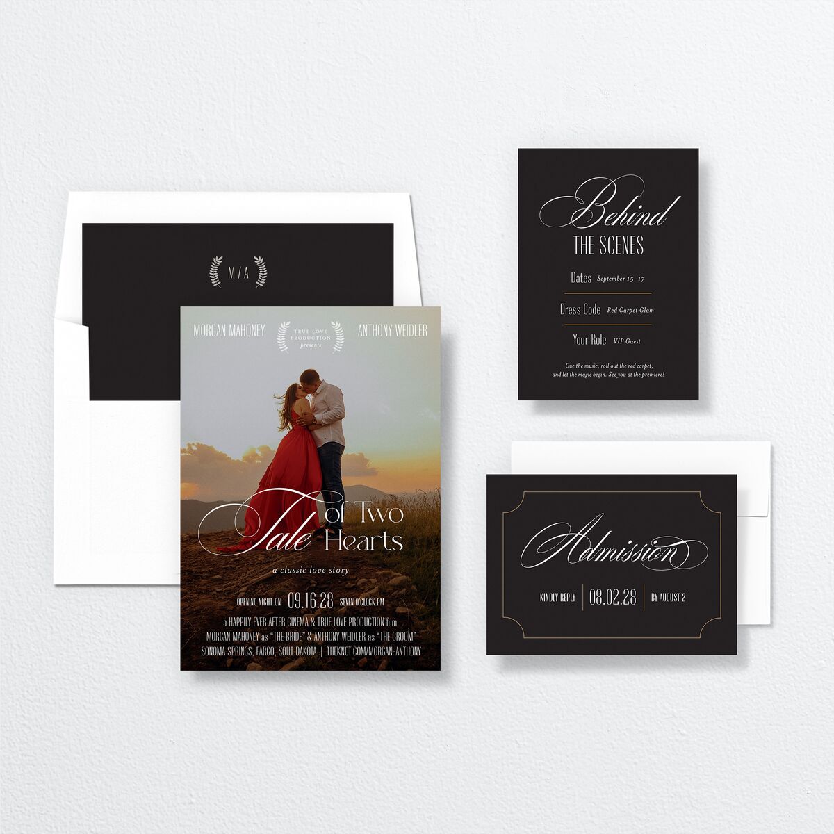 Romantic Movie Poster Wedding Invitations Licorice Signature No
