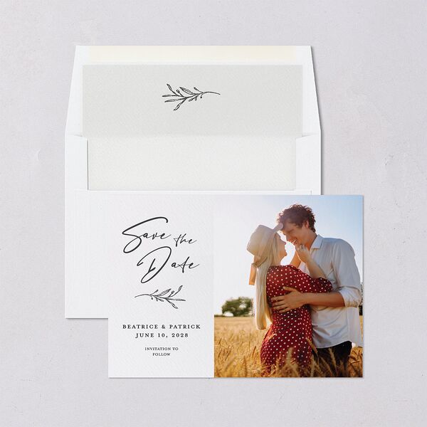 Rustic Setting Save The Date Cards Medieval Grey Signature smooth Blank No Standard