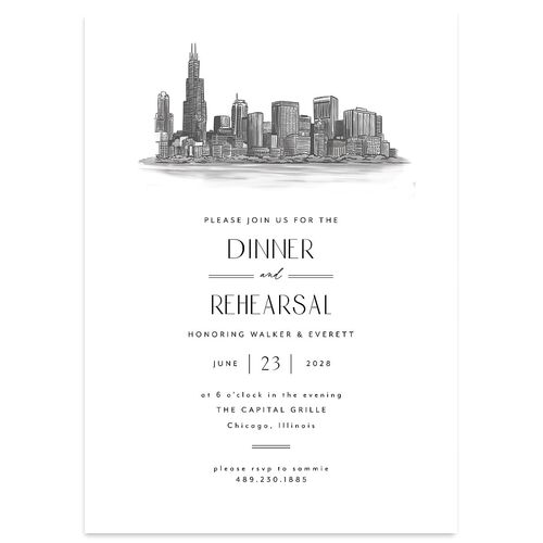 Watercolor Chicago Rehearsal Dinner Invitations Licorice Signature Blank Standard