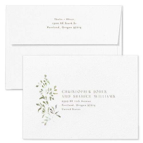 Gilded Greenery Wedding Invitation Envelopes Rose Pure White Recipient Address Standard Signature