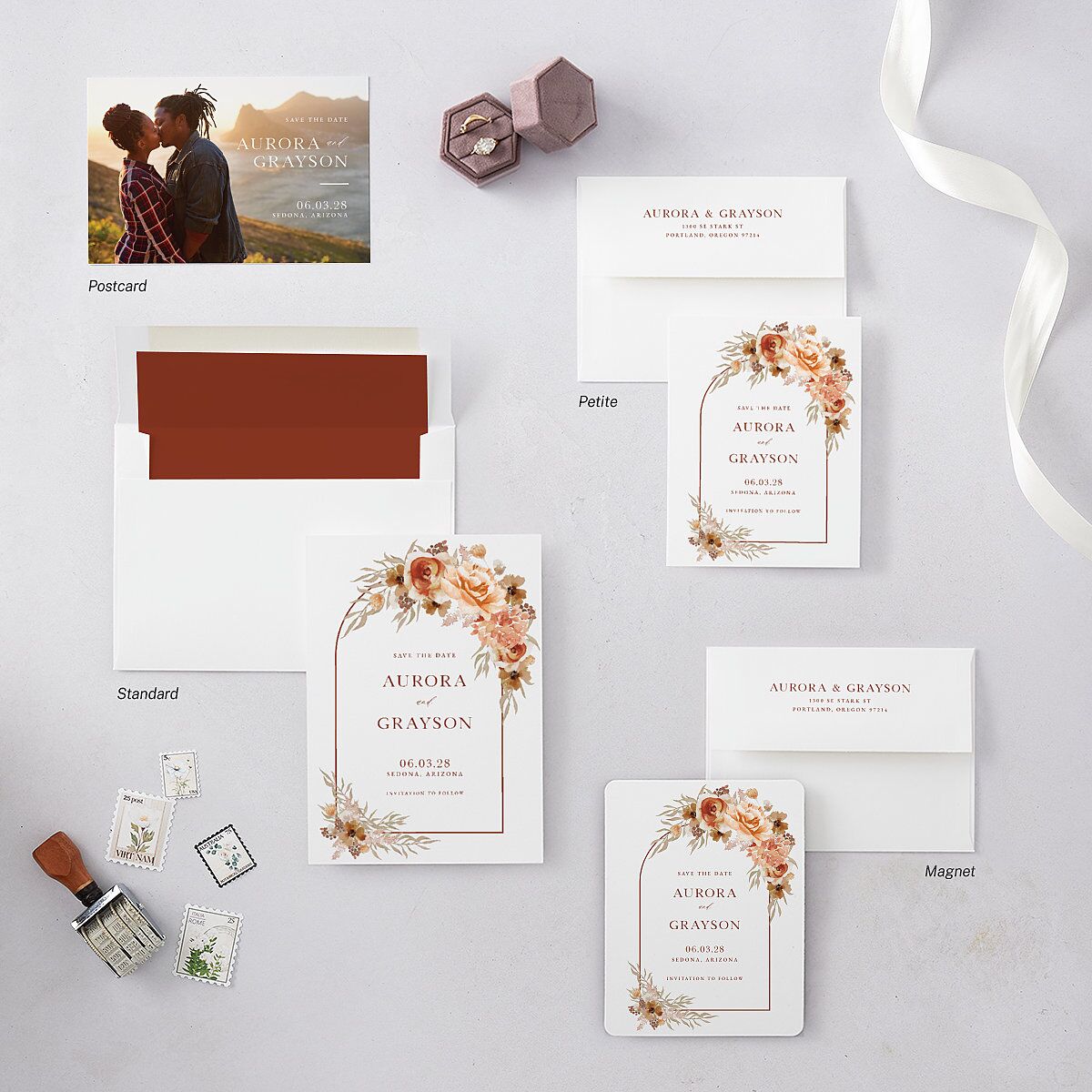 Bohemian Arch Save The Date Magnets Copper Magnet Paper