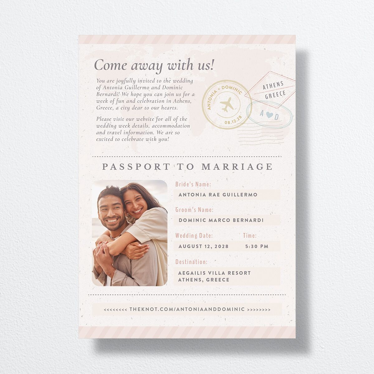 Timeless Passport Wedding Invitations Shell Pink Signature No