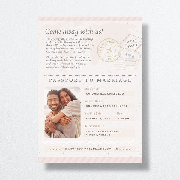 Timeless Passport Wedding Invitations Shell Pink Signature No