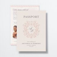 Timeless Passport Wedding Invitations Shell Pink Signature No