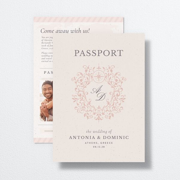 Timeless Passport Wedding Invitations Shell Pink Signature No