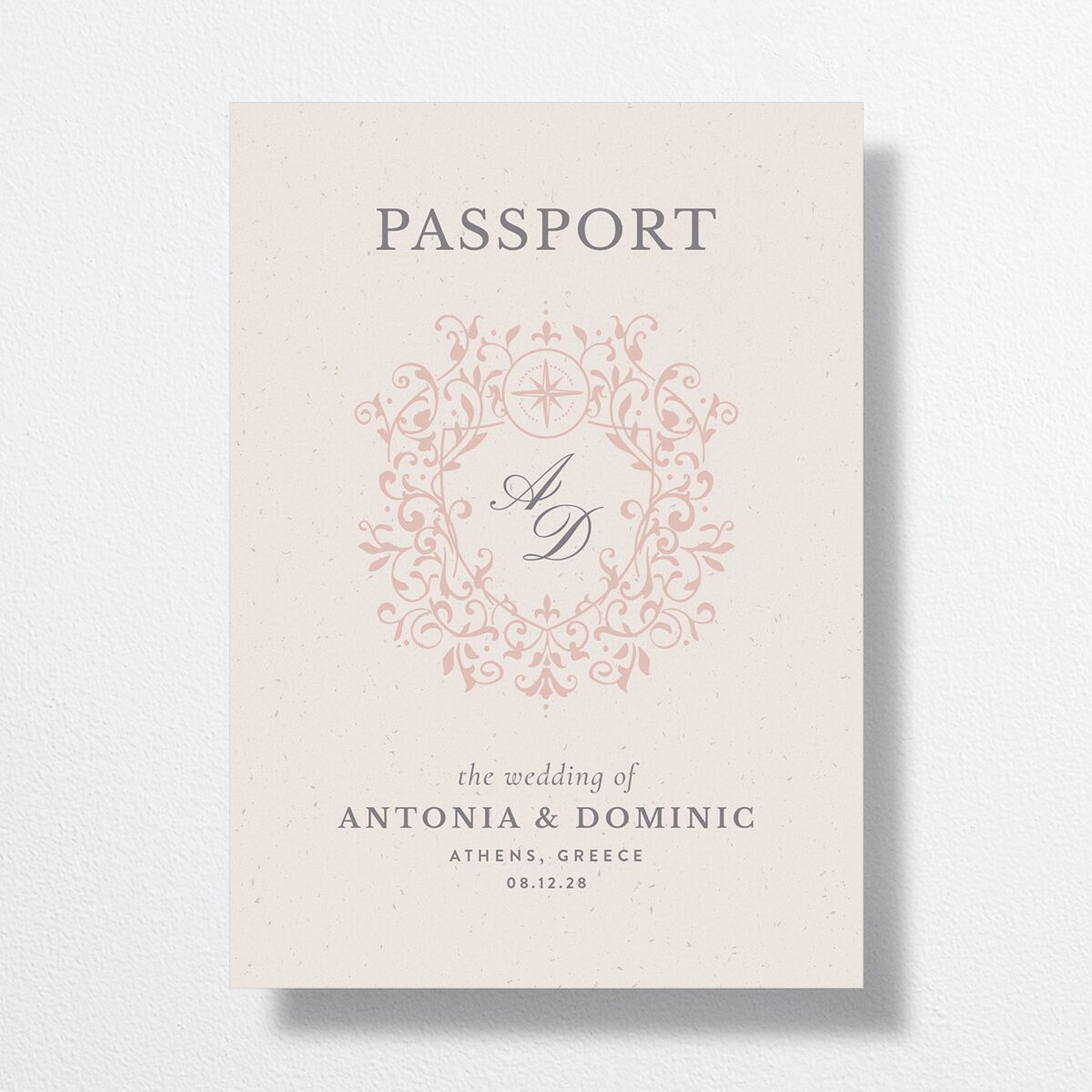 Timeless Passport Wedding Invitations Shell Pink Signature No
