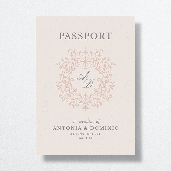 Timeless Passport Wedding Invitations Shell Pink Signature No