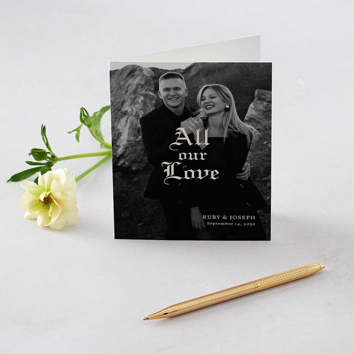 Minimalist Gothic Typography Photo Thank You Cards Midnight