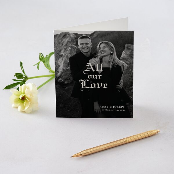 Minimalist Gothic Typography Photo Thank You Cards Midnight