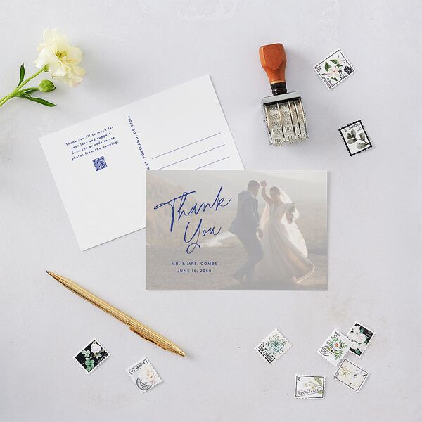 Vellum Illusion Photo Thank You Postcards Sapphire