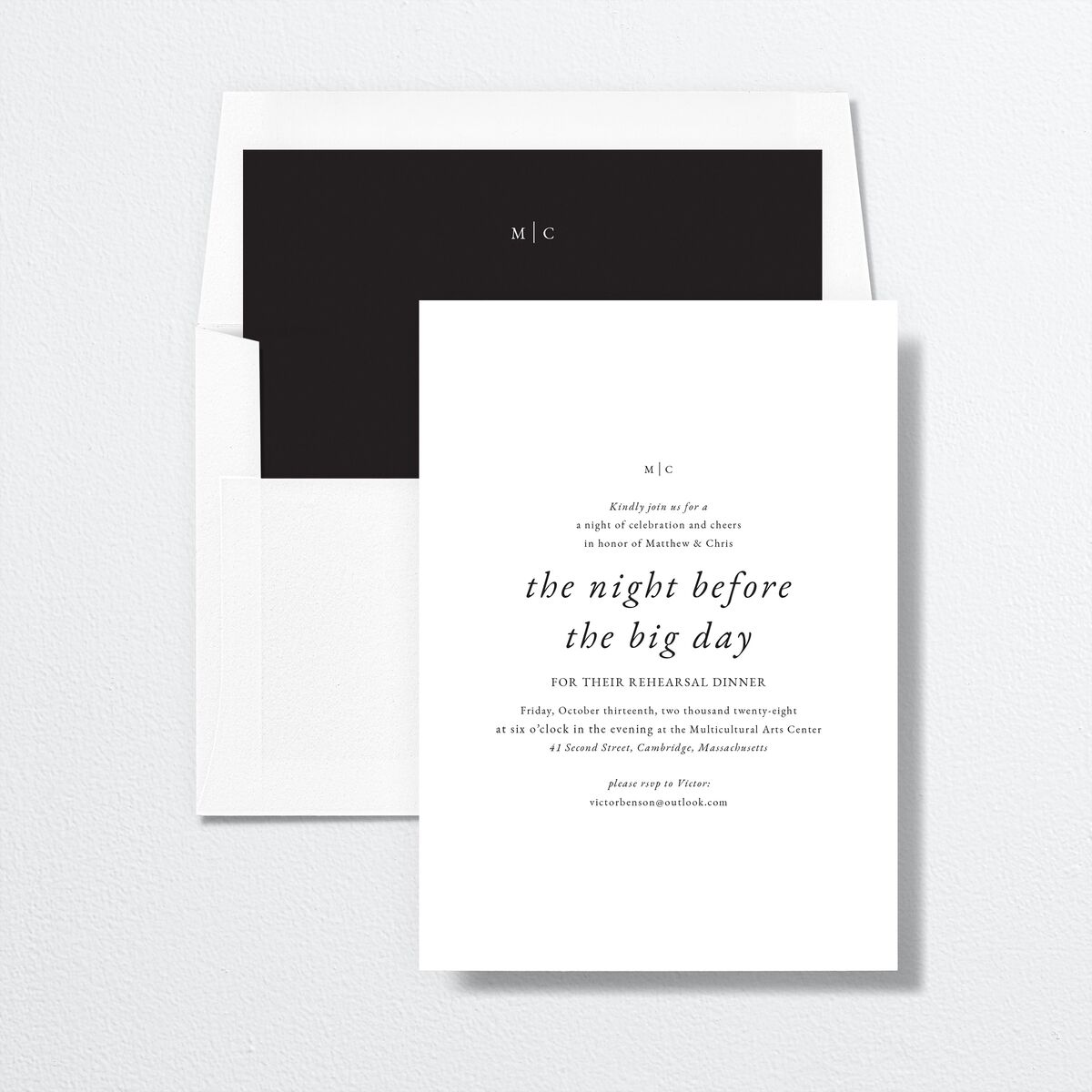 Classically Stated Rehearsal Dinner Invitations Pure White Signature