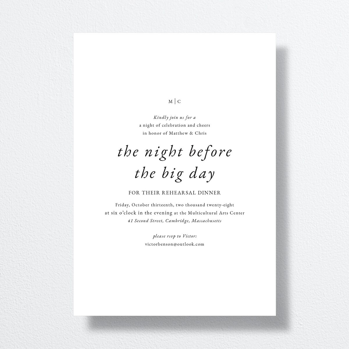 Classically Stated Rehearsal Dinner Invitations Pure White Signature