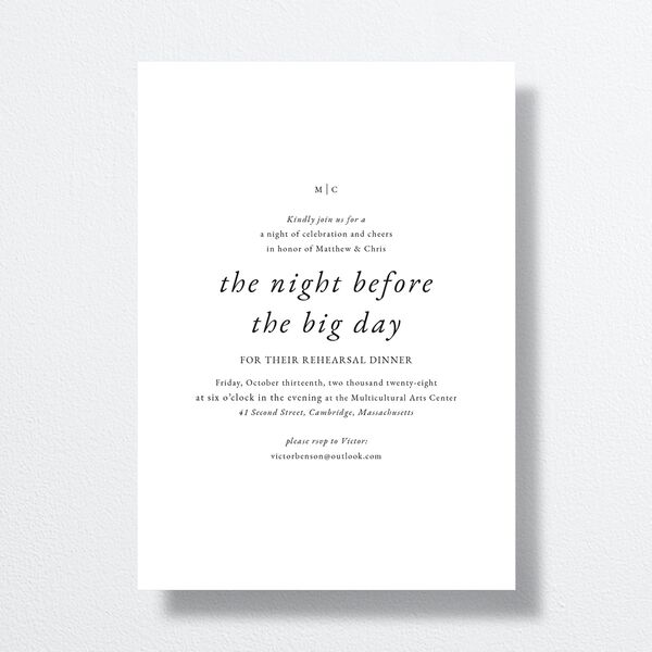 Classically Stated Rehearsal Dinner Invitations Pure White Signature
