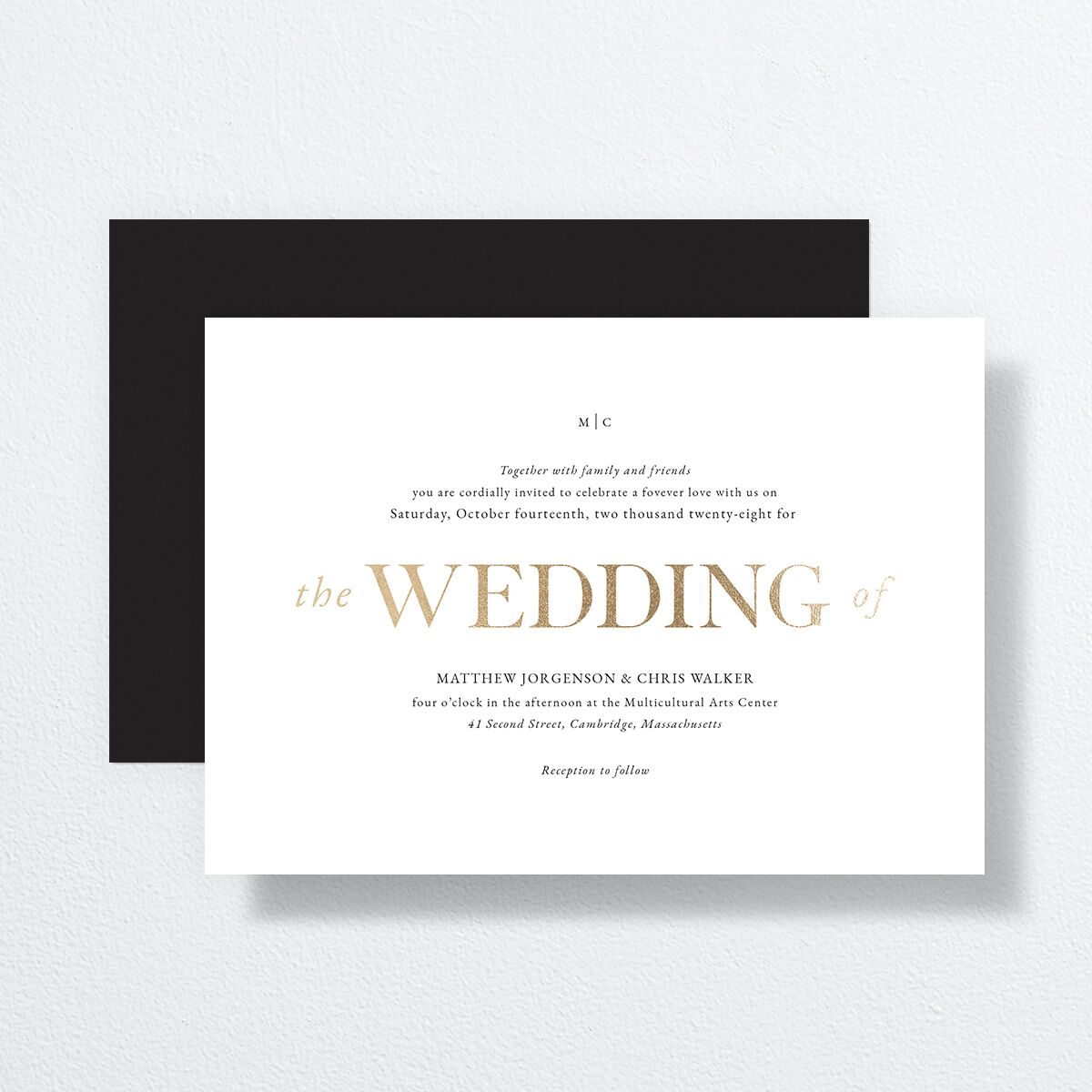 Classically Stated Wedding Invitations Pure White Gold No Signature