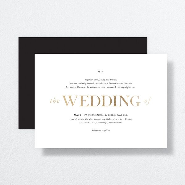 Classically Stated Wedding Invitations Pure White Gold No Signature