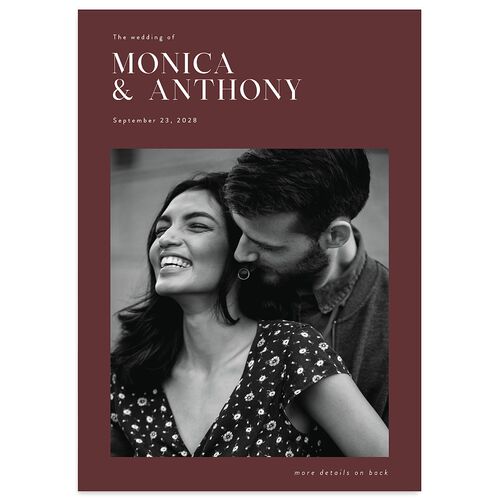 Simple Editorial Photo Wedding Invitations Rust Signature Blank No
