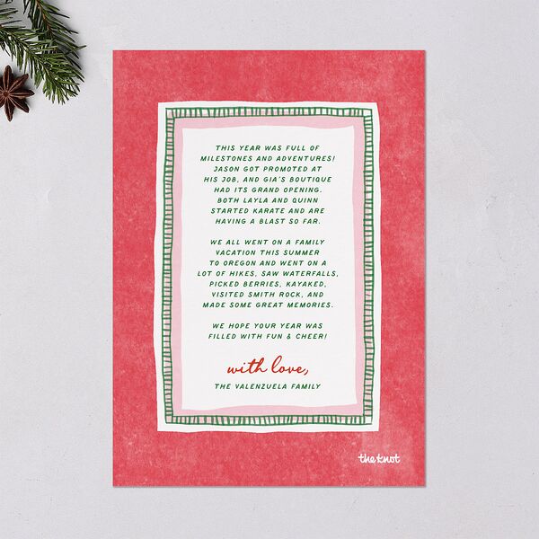 Whimsical Painted Holiday Border Holiday Cards Scarlet Signature Blank Portrait Standard