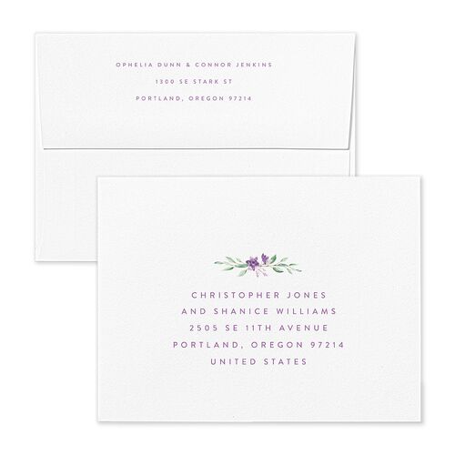 Watercolor Crest Thank You Card Envelopes Kraft Purple Haze Recipient Address Signature Standard