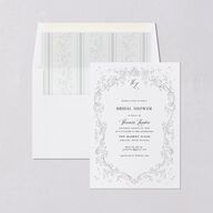 Formal Opulent Frame Bridal Shower Invitations Pure White Signature Blank Standard
