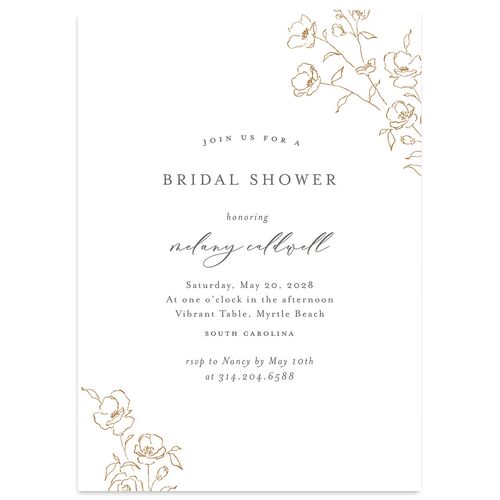 Floral Adornment Bridal Shower Invitations Driftwood Signature Blank Standard