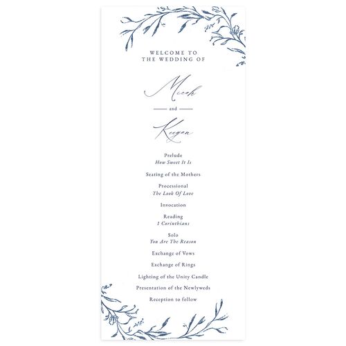 Illustrated Vines Wedding Programs Moody Blue Signature