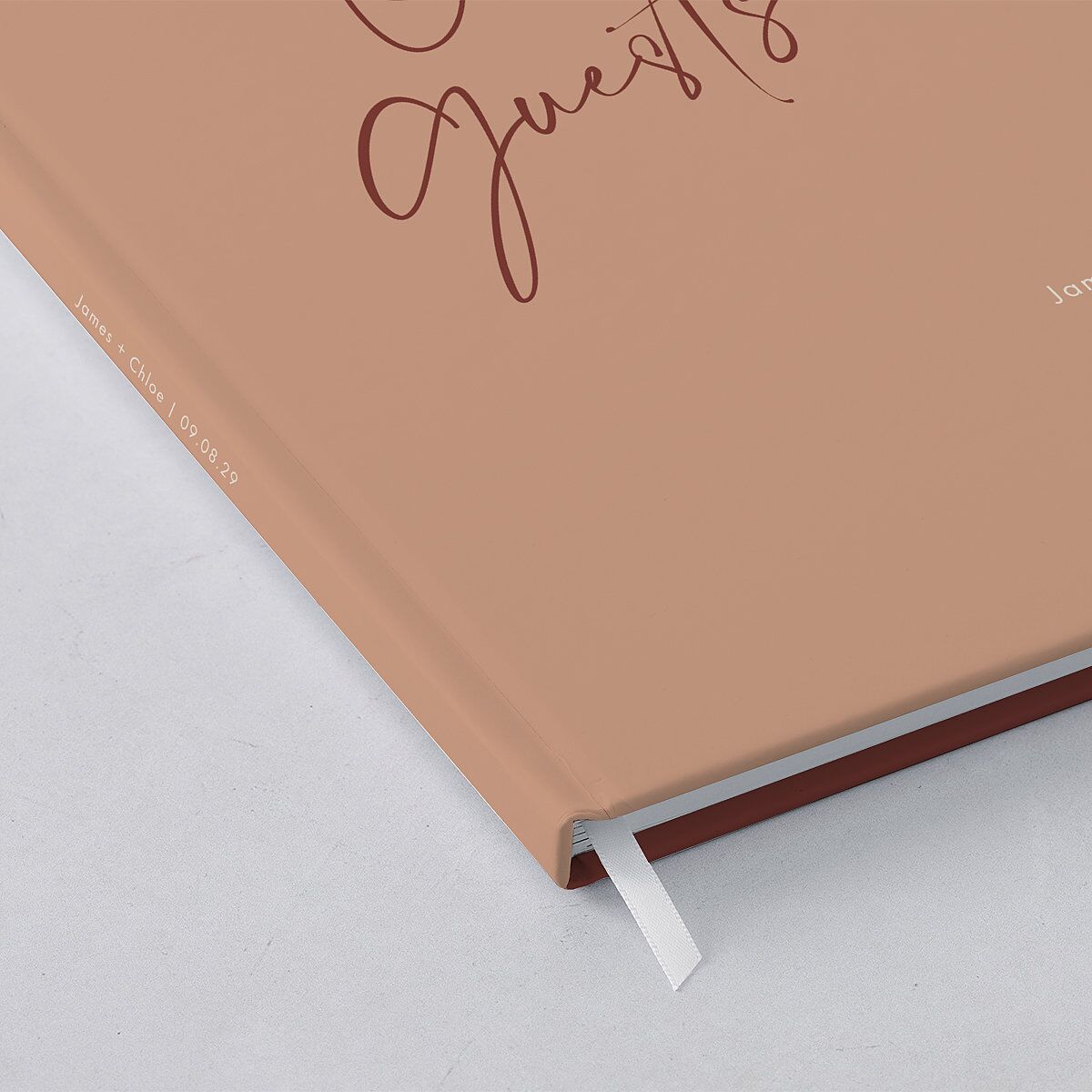 Simple Script Wedding Guest Book Vintage Pink