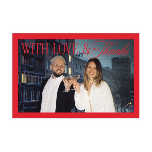 Retro Classic Newlywed Photo Thank You Postcards Scarlet