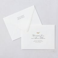 Medieval Castle Storybook Save The Date Card Euro Envelopes White Almond Both Recipient and Return Addresses Luxe Signature