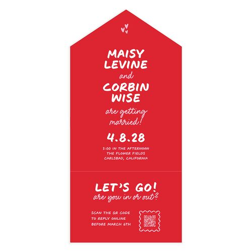 Modern Marker All-in-One Wedding Invitations Jewel Red Signature Light Both Recipient and Return Addresses No