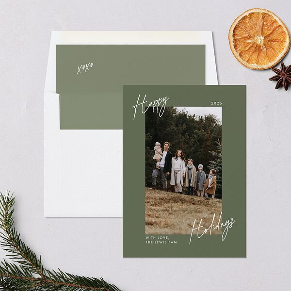 Signature Holiday Holiday Cards Deep Olive Signature Blank Standard Portrait