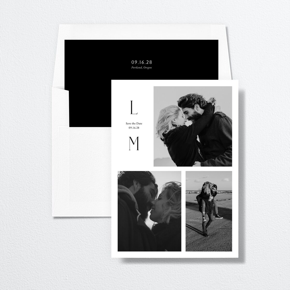 Editorial Monogram Save the Date Cards Pure White Signature smooth No