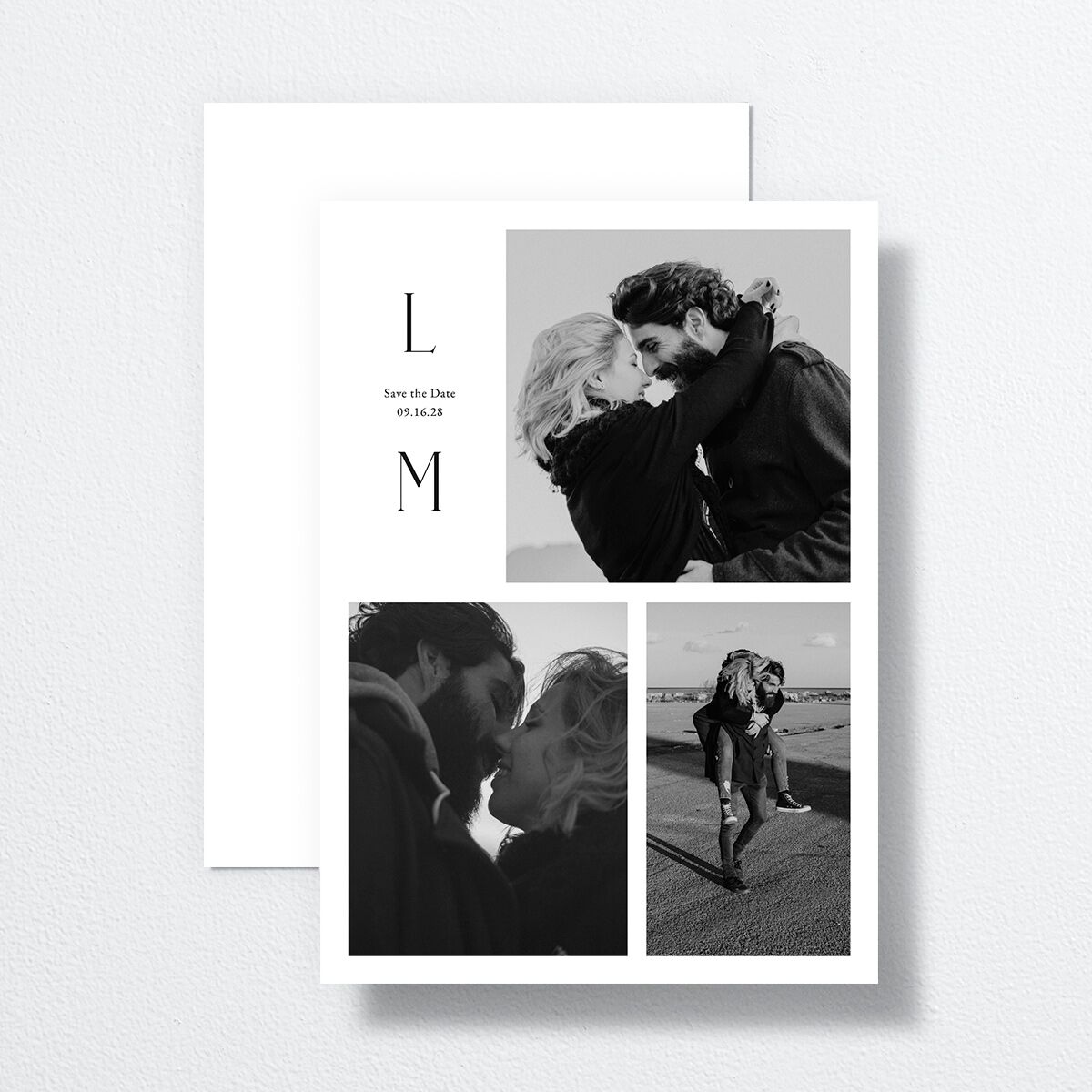 Editorial Monogram Save the Date Cards Pure White Signature smooth No