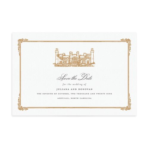 Medieval Castle Storybook Save the Date Postcards Almond