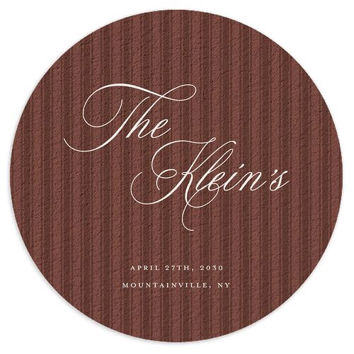 Vintage Oval Monogram Wedding Day Coasters Merlot Cardboard Circle