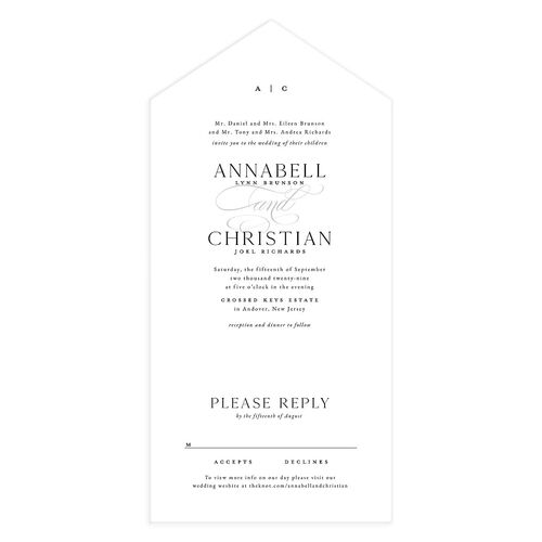 Timeless Classic Foil All-in-One Wedding Invitations Midnight Signature Light Both Recipient and Return Addresses No