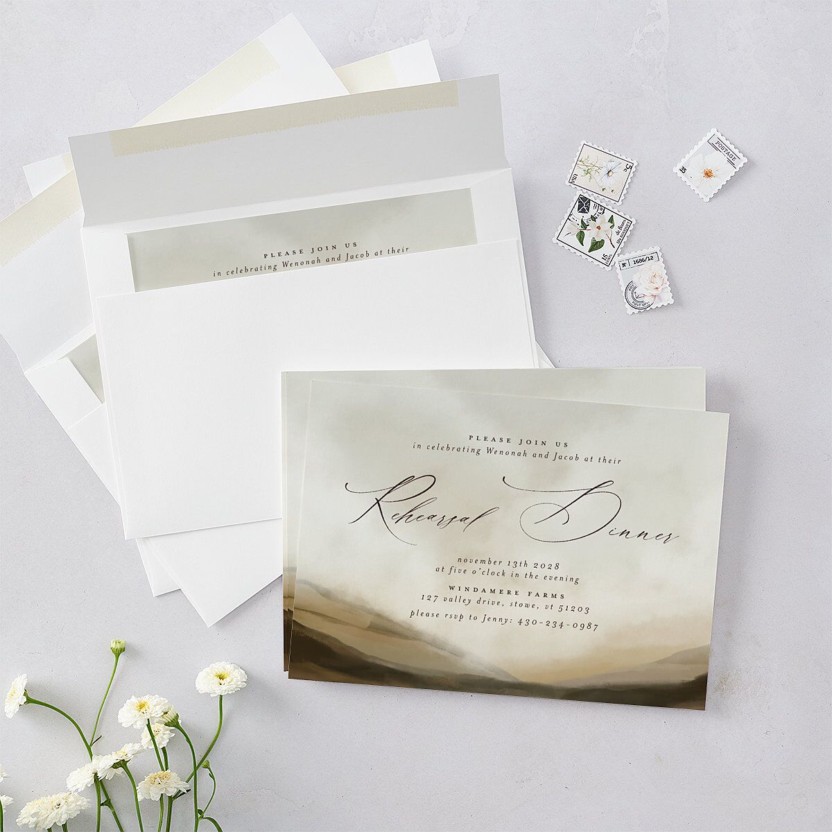 Western Valley Rehearsal Dinner Invitations Tan Signature Blank Standard