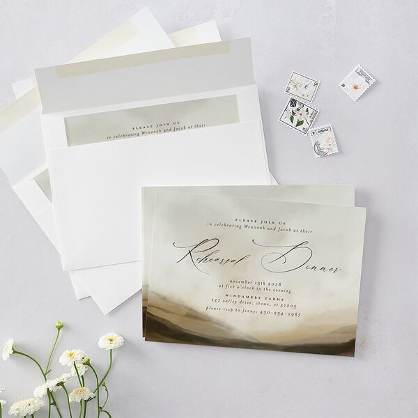 Western Valley Rehearsal Dinner Invitations Tan Signature Blank Standard