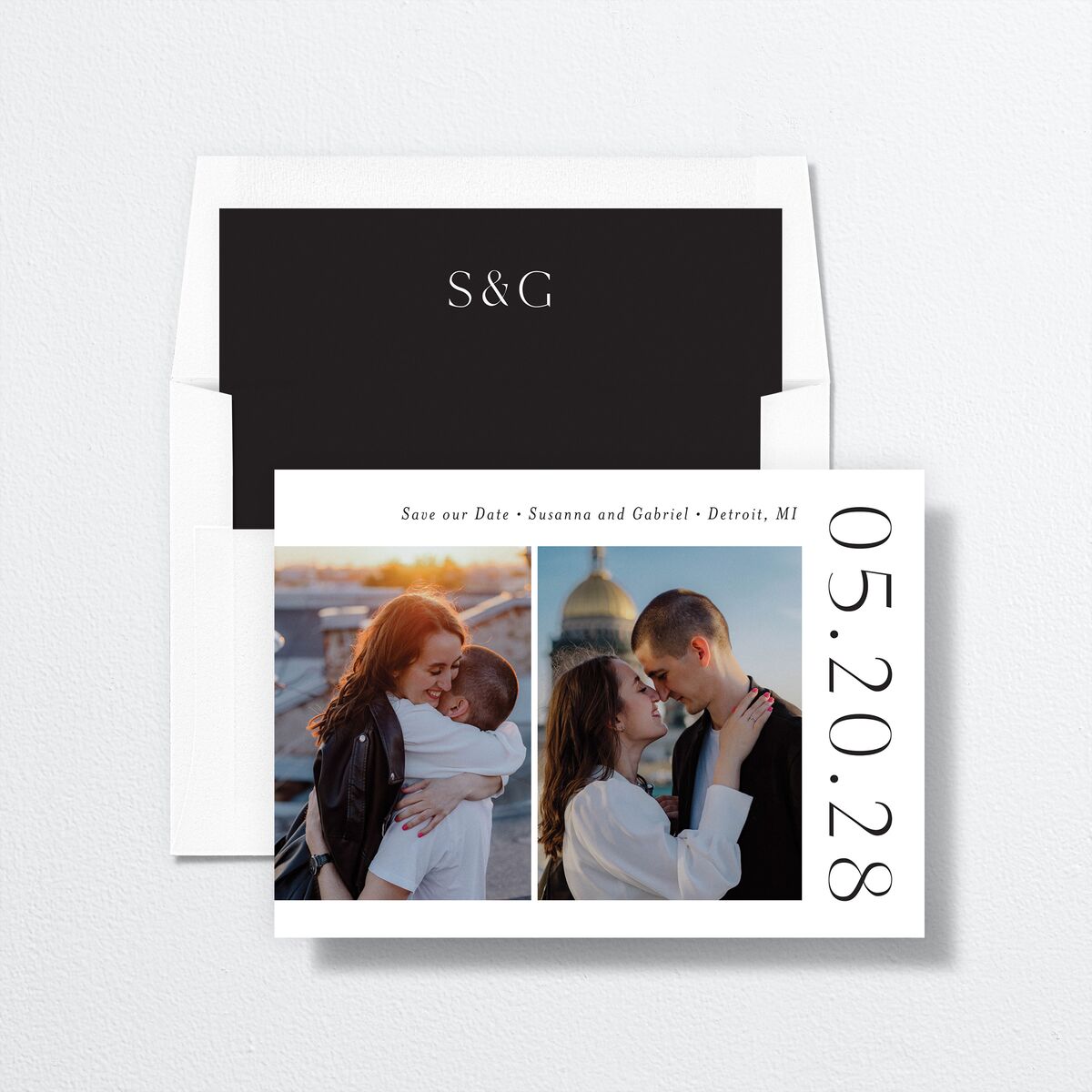 Timeless Love Save the Date Cards Pure White Signature smooth No