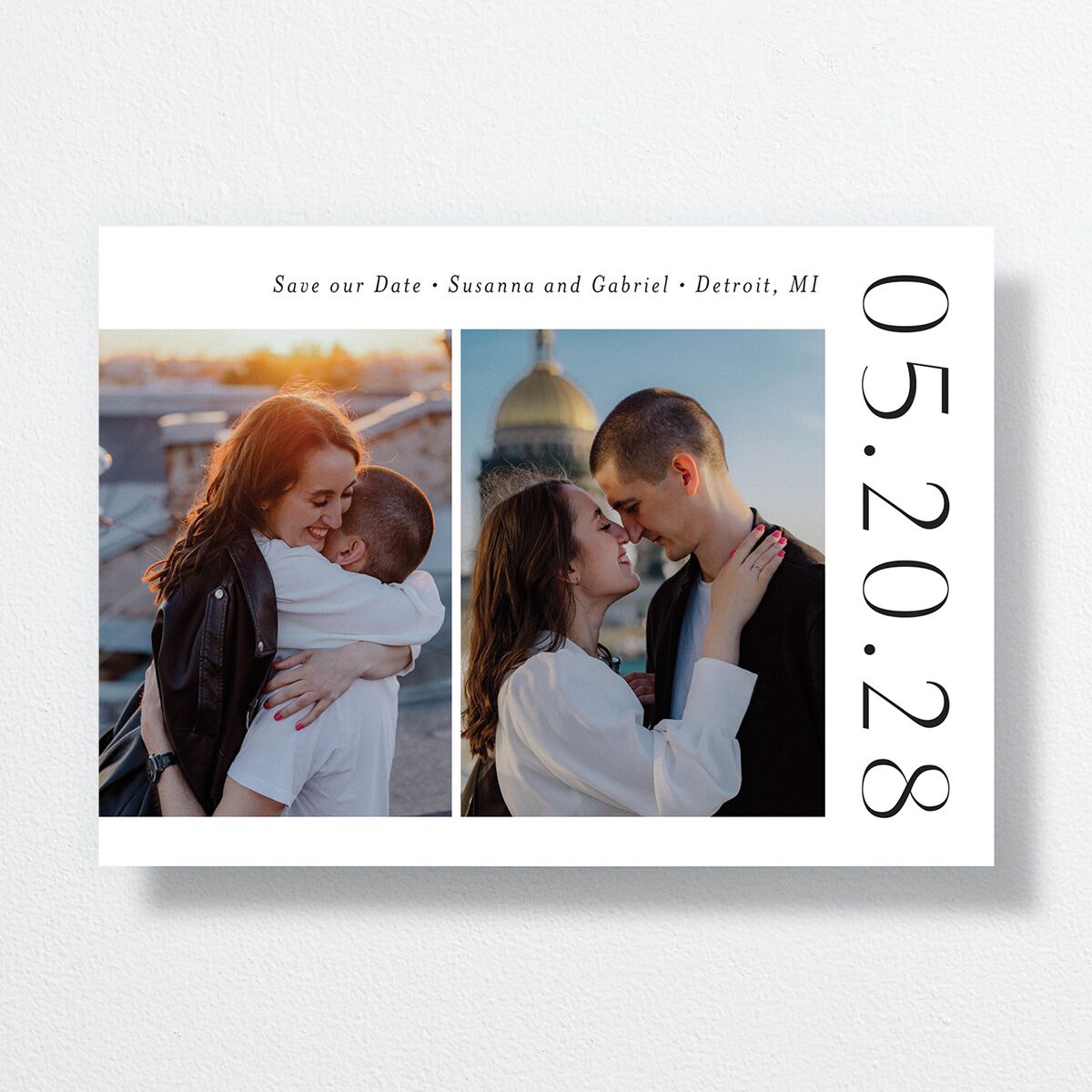 Timeless Love Save the Date Cards Pure White Signature smooth No