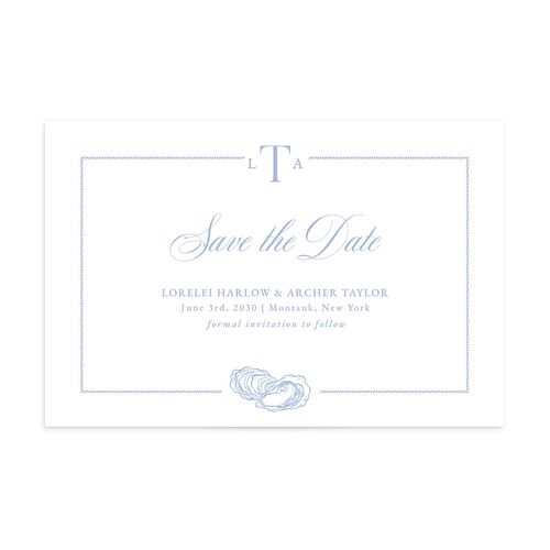 Coastal Oysters and Anchors Save the Date Postcards Sea Blue