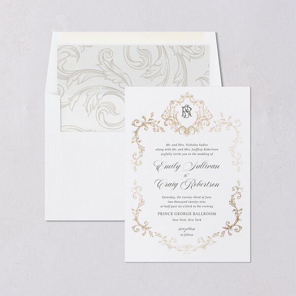 Vintage Regency Monogram Frame Foil Envelope Liners Pure White Standard