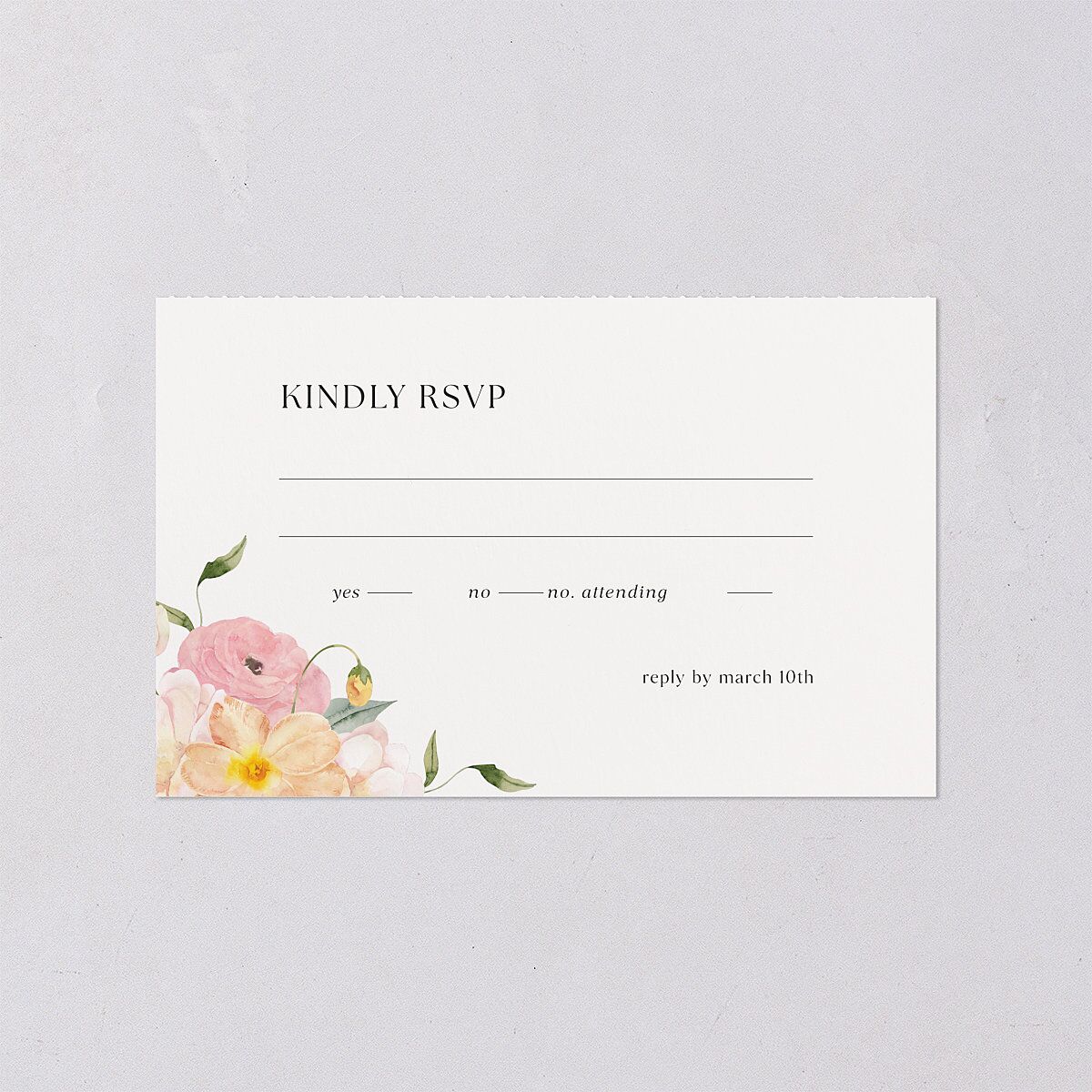 Pastel Garden All-in-One Wedding Invitations Pink Cotton Signature Light Both Recipient and Return Addresses No