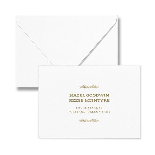 Elegant Western Monogram Response Card Euro Envelopes White Umber Return Address Luxe