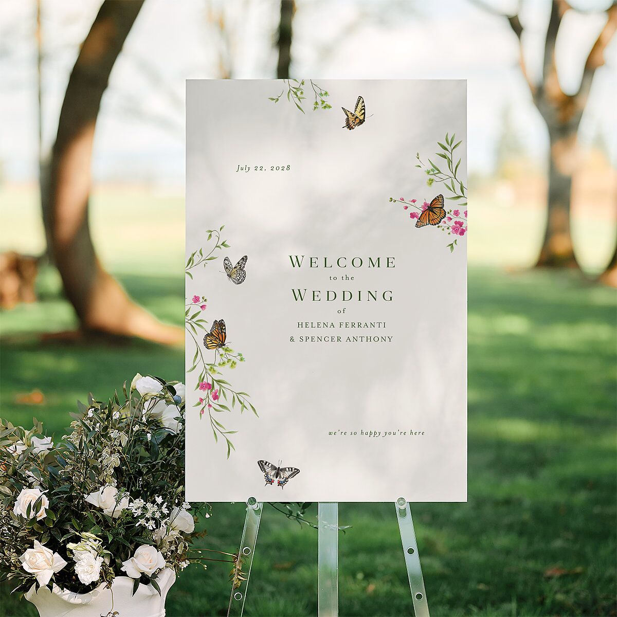 Rustic Butterflies Standard Welcome Sign Large Scottish Green Standard Indoor Foam Core L Welcome