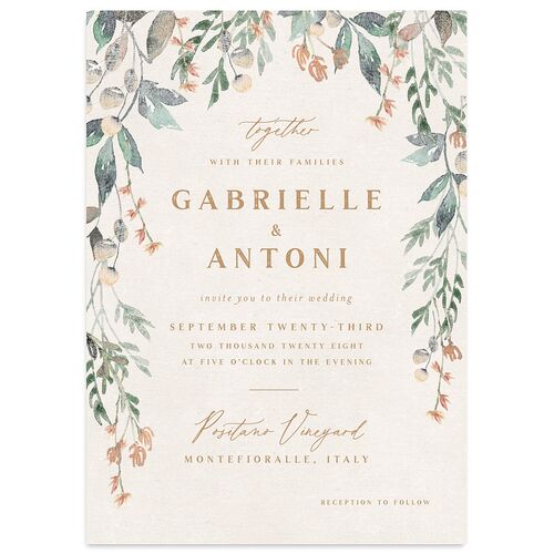 Rustic Vines Wedding Invitations Blush Signature Blank No Standard