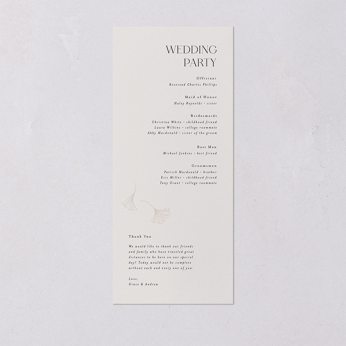 Ginkgo Leaves Wedding Programs Gold Champagne Signature