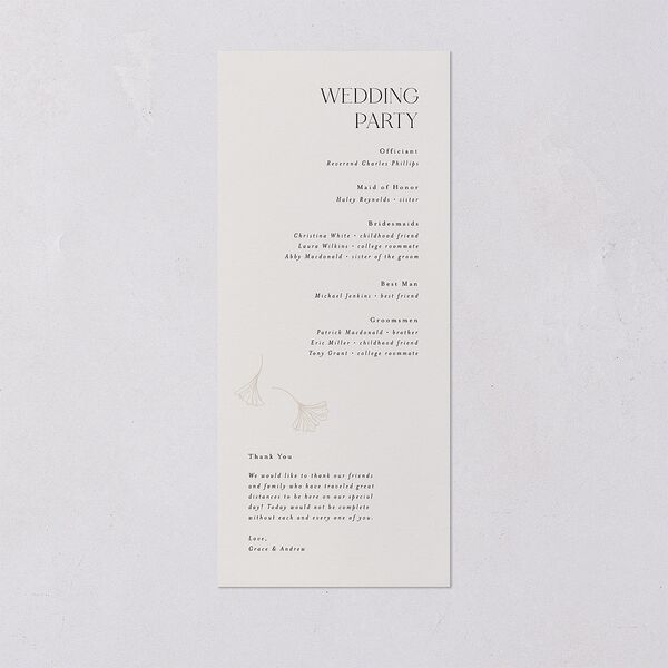 Ginkgo Leaves Wedding Programs Gold Champagne Signature